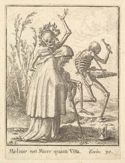 Alte Frau, aus dem Totentanz, 1651 von Wenceslaus Hollar
