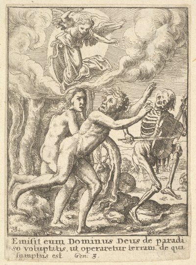 Das verlorene Paradies, aus dem Totentanz von Wenceslaus Hollar