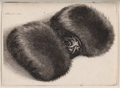 Pelzmuff mit einem brokatbesetzten Band von Wenceslaus Hollar