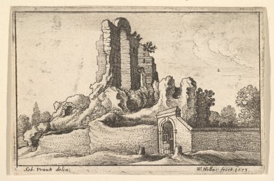 Ruinen und ein vergittertes Tor auf dem Esquilin-Hügel in Rom, 1673 von Wenceslaus Hollar