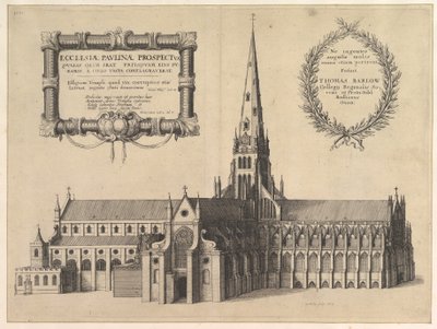 St. Pauls von Süden mit dem Turm, Ecclesiae Paulinae Prospectus, 1657 von Wenceslaus Hollar