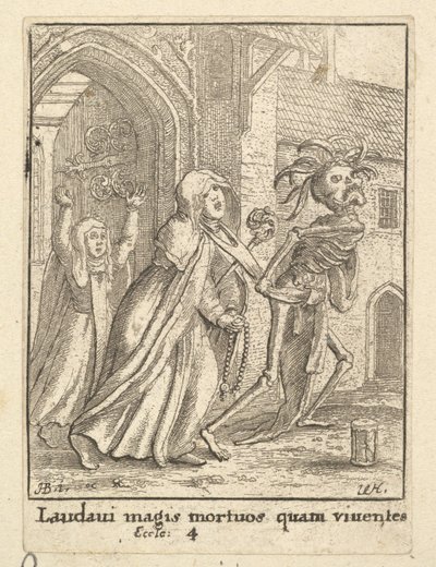 Die Äbtissin, aus dem Totentanz (1651) von Wenceslaus Hollar