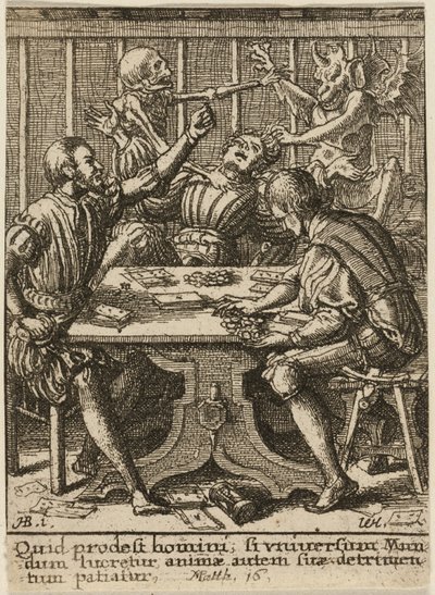 Die Spieler und der Tod, aus Der Totentanz von Wenceslaus Hollar