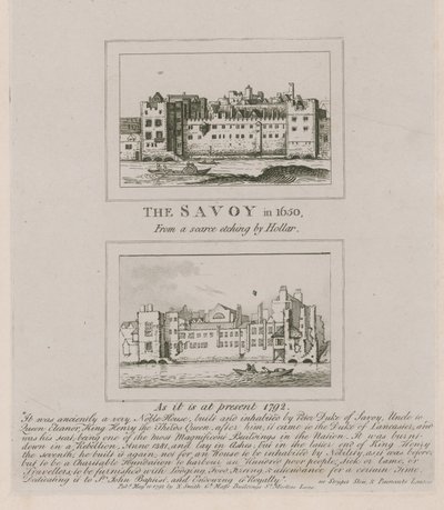 Der Savoy im Jahr 1650 und wie er 1792 ist von Wenceslaus Hollar