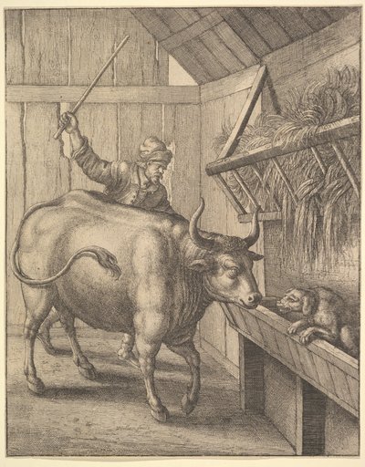 Der Hund im Trog aus der Illustration zu John Ogilbys Æsopics: Or A Second Collection von Wenceslaus Hollar
