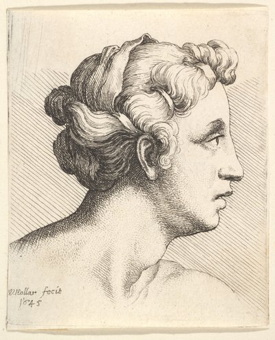 Frau mit gebundenem Haarzopf im Profil nach rechts, 1645 von Wenceslaus Hollar