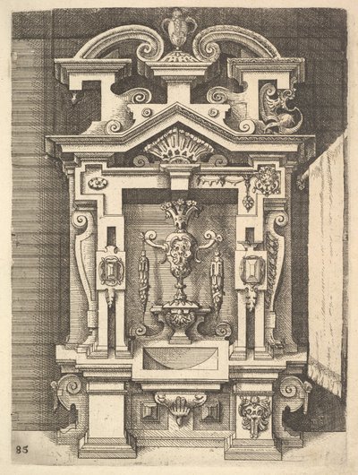 Entwurf für ein Lavabo, Platte 85 aus Dietterlins Architectura, 1598 von Wendel Dietterlin the Elder