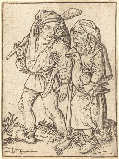 Bauer und Frau mit Gans von Wenzel von Olmutz after Master of the Housebook
