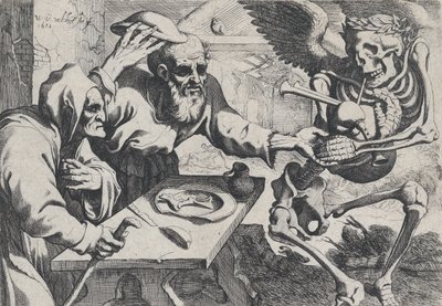 Altes Paar und Tod mit Dudelsack, 1612 von Werner Jacobsz. van den Valckert