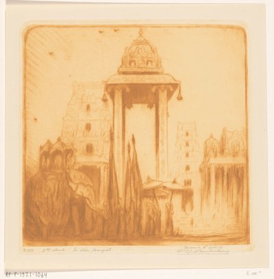 Innenhof eines Tempels in Britisch-Indien von Wijnand Otto Jan Nieuwenkamp (signed by artist)