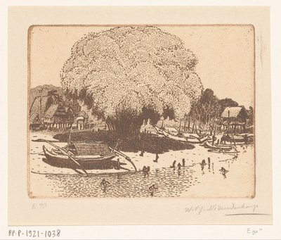 Ansicht von Loloan Barat auf Bali von Wijnand Otto Jan Nieuwenkamp (signed by artist)
