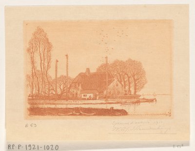 Haus am Wasser in Oude Wetering von Wijnand Otto Jan Nieuwenkamp (signed by artist)