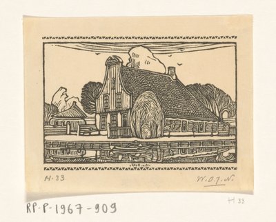 Haus mit Holzfassade an einem Kanal in Edam von Wijnand Otto Jan Nieuwenkamp (signed by artist)