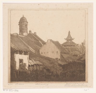 Häuser am Wasser in Semarang von Wijnand Otto Jan Nieuwenkamp (signed by artist)