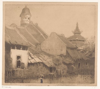 Häuser am Wasser in Semarang von Wijnand Otto Jan Nieuwenkamp (signed by artist)