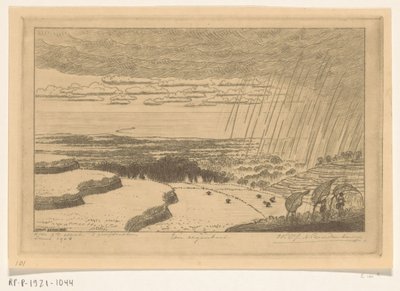 Regenschauer über den Reisfeldern bei Gitgit auf Bali von Wijnand Otto Jan Nieuwenkamp (signed by artist)