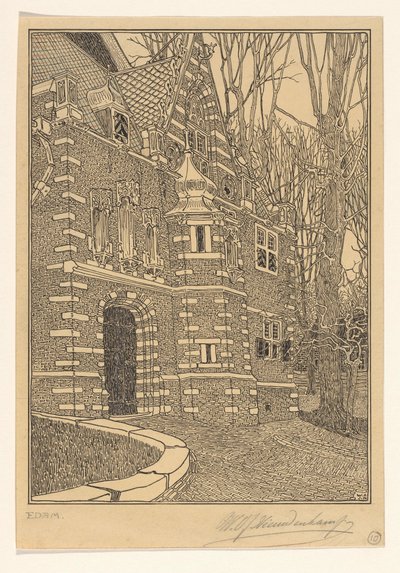 Südportal der Grote oder Sint-Nicolaaskerk in Edam von Wijnand Otto Jan Nieuwenkamp (signed by artist)