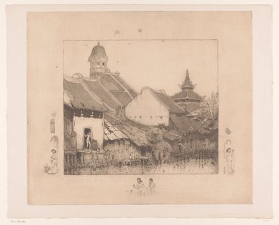 Häuser und Badende in Semarang von Wijnand Otto Jan Nieuwenkamp