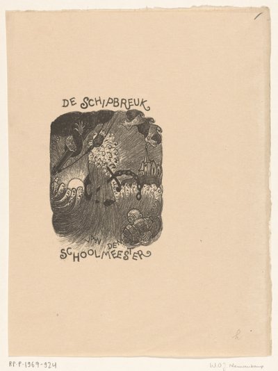 Entwurf einer Titelseite für: De Schoolmeester, De schipbreuk von Wijnand Otto Jan Nieuwenkamp