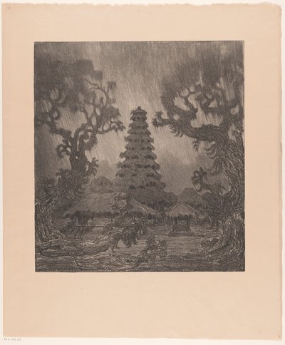 Pagode im Regen von Wijnand Otto Jan Nieuwenkamp