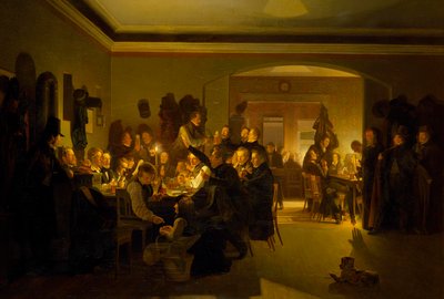 Künstler in Fincks Kaffeehaus in München von Wilhelm Bendz