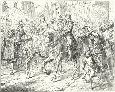 Erzherzog Maximilian, der zukünftige Heilige Römische Kaiser Maximilian I., mit seiner Braut, Maria von Burgund, in Gent von Wilhelm Camphausen