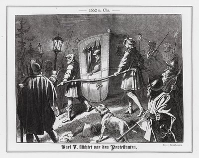 Der Heilige Römische Kaiser Karl V. flieht vor den Protestanten von Wilhelm Camphausen