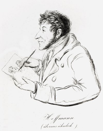 Selbstporträt von Hoffmann, das ihn beim Erstellen eines Selbstporträts zeigt von Wilhelm Hoffmann