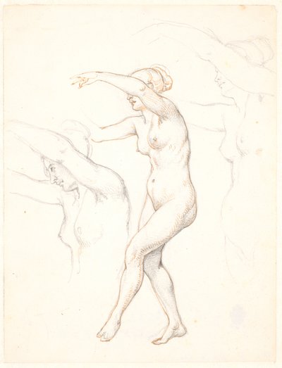 Blatt mit drei Studien einer nackten tanzenden Frau von Wilhelm Marstrand