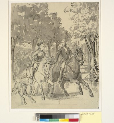 Caroline Mathilde und Struensee beim Reiten in Hørsholm von Wilhelm Marstrand
