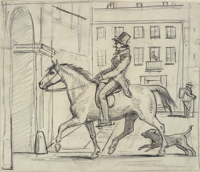 Ein Liebhaber reitet mit einem selbstzufriedenen Lächeln an den Fenstern seiner Donna vorbei von Wilhelm Marstrand
