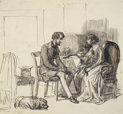 Ein Herr zu Besuch bei einer jüngeren Dame von Wilhelm Marstrand