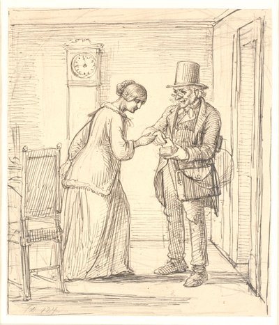 Eine junge Dame erhält einen Brief vom Postboten von Wilhelm Marstrand