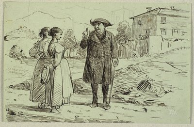 Italienische Szene mit zwei Frauen und einem Pater von Wilhelm Marstrand