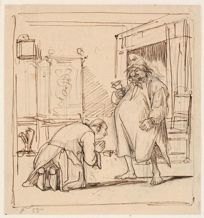 Peder Paars 1. Buch 4. Gesang. Per Degn fürchtet sich vor dem Vogt von Wilhelm Marstrand