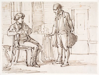Gespräch zwischen einem sitzenden jüngeren und einem stehenden älteren Mann von Wilhelm Marstrand