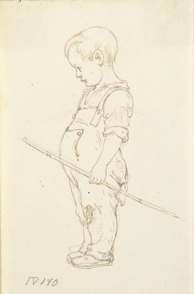 Stehender kleiner Junge mit einem Stock in der Hand von Wilhelm Marstrand
