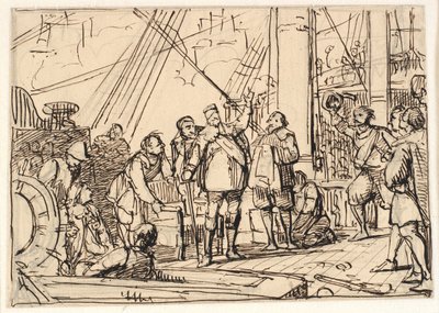 Entwurf für das Gemälde in der Kapelle von Chr. 4. in Roskilde "Chr. 4. auf der Dreifaltigkeit" von Wilhelm Marstrand