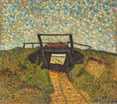 Landschaft mit einer kleinen Brücke in der Nähe von Soest, 1910 von Wilhelm Morgner