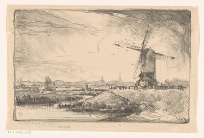 Landschaft mit Mühle bei Leiden von Willem Adrianus Grondhout (signed by artist)