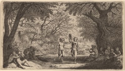 Bacchanal mit einem tanzenden Paar im Zentrum von Willem Basse