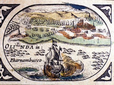 Brasilien, Ansicht von Pernambuc (Recife), Atlas von W. G. Blaeu, Amsterdam 1600 von Willem Blaeu
