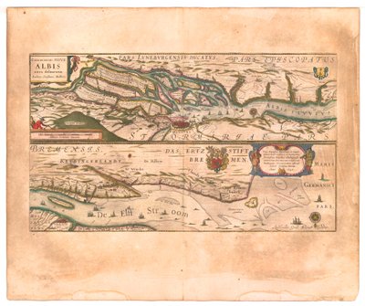 Celeberrimi Fluvii Albis nova delineatio (Der sehr berühmte Fluss Elbe neu dargestellt) von Willem Blaeu