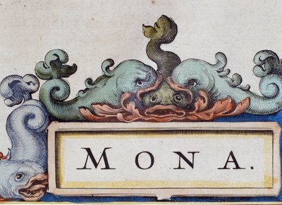 Delfine, Roquaille-Stil Frontispiz. Detail von Atlas di W. Blaeu, Amsterdam 1650 von Willem Blaeu