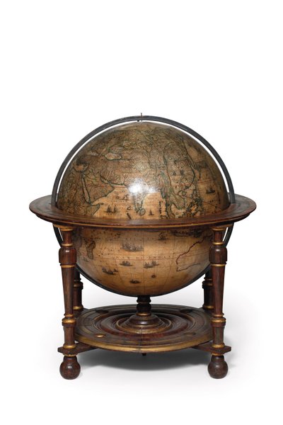 Großes Paar Bibliotheksgloben, der terrestrische 1645/48, der himmlische nach ca. 1630 von Willem Blaeu