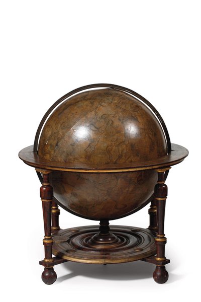 Großes Paar Bibliotheksgloben, der terrestrische 1645/48, der himmlische nach ca. 1630 von Willem Blaeu