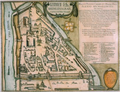 Karte des Moskauer Kreml Castellum Urbis Moskvae, Russland, 1597 von Willem Blaeu