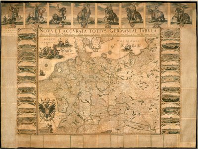 Neue und genaue Illustration von Deutschland in seiner Gesamtheit von Willem Janszoon Blaeu, Kupferstich, gedruckt in Amsterdam von Willem Blaeu