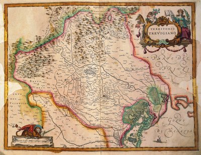 Regionum Italiae, Gebiet von Treviso, Venetien, Italien von Willem Janszoon Blaeu von Willem Blaeu