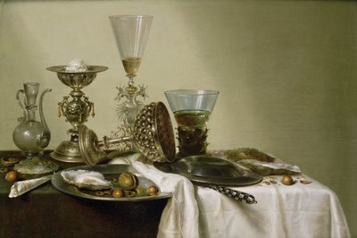 Stillleben mit Austern und Nüssen, 1637 von Willem Claesz. Heda